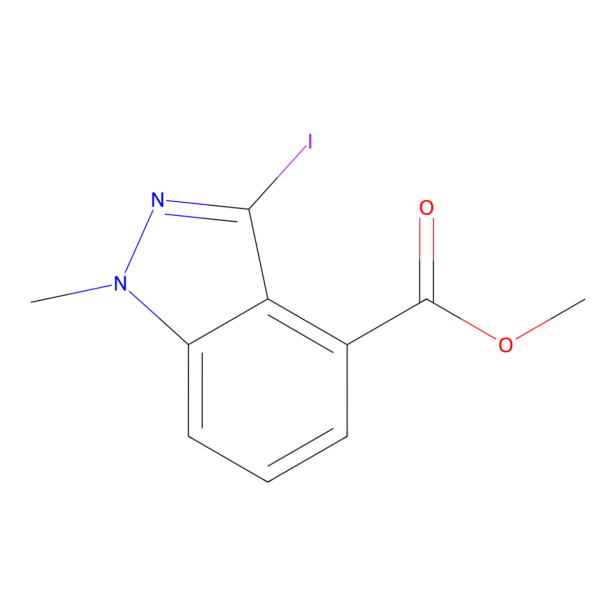 Methyl 3-iodo-1-methyl-1H-indazole-4-carboxylate molecular structure, CAS 1337882-04-8