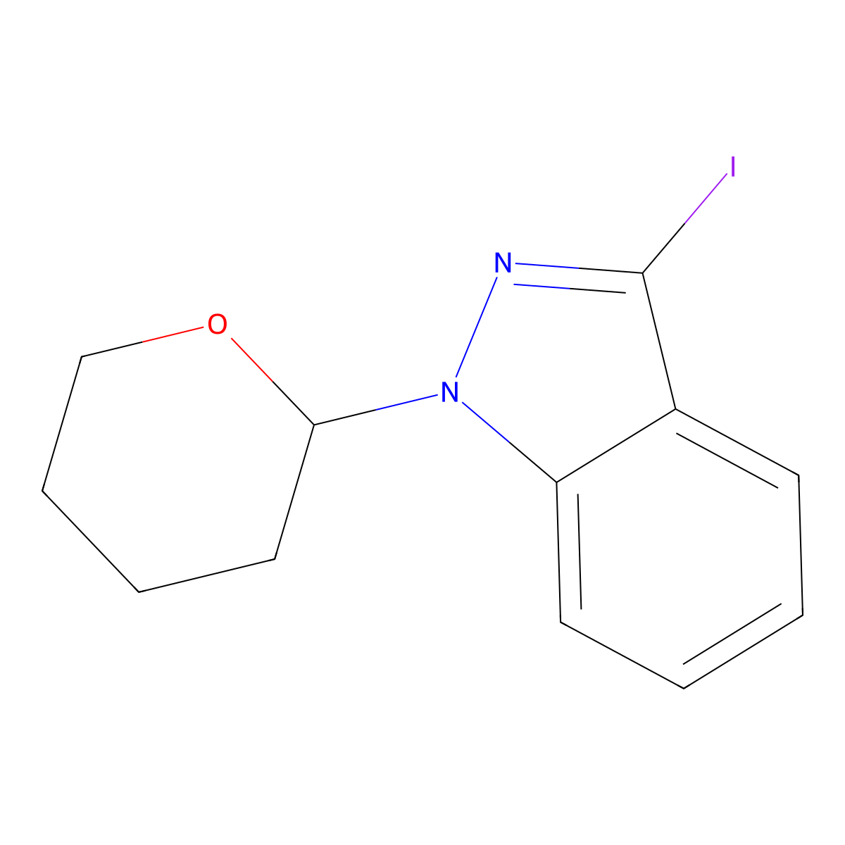 3-Iodo-1-(tetrahydro-2H-pyran-2-yl)-1H-indazole molecular structure, CAS 1337882-12-8
