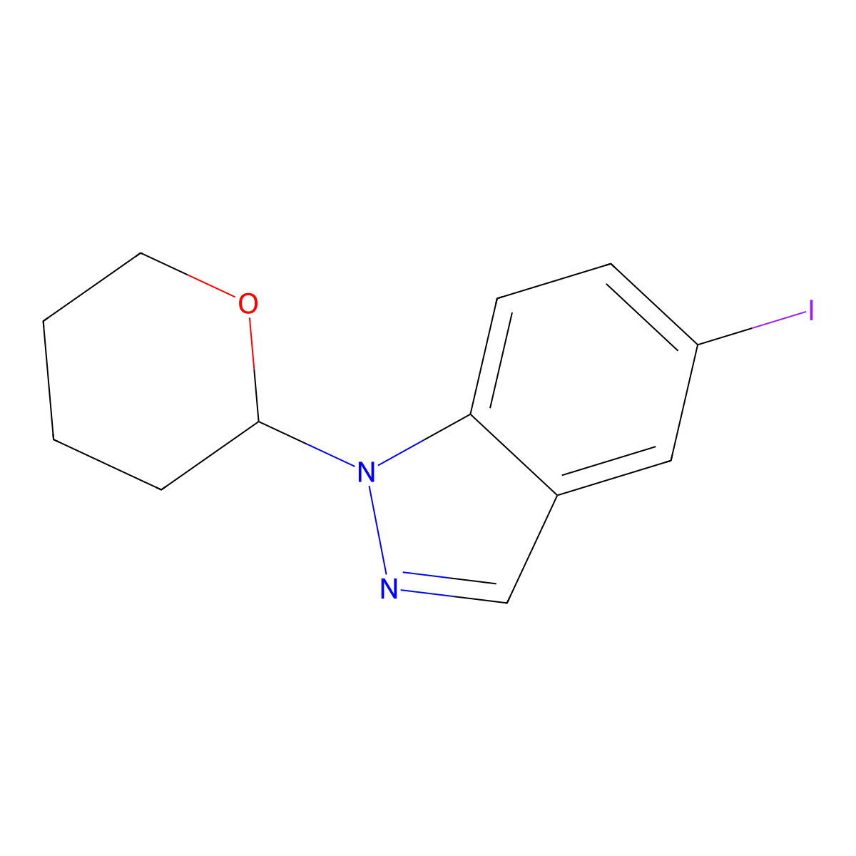 5-Iodo-1-(tetrahydro-2H-pyran-2-yl)-1H-indazole molecular structure, CAS 1337882-14-0