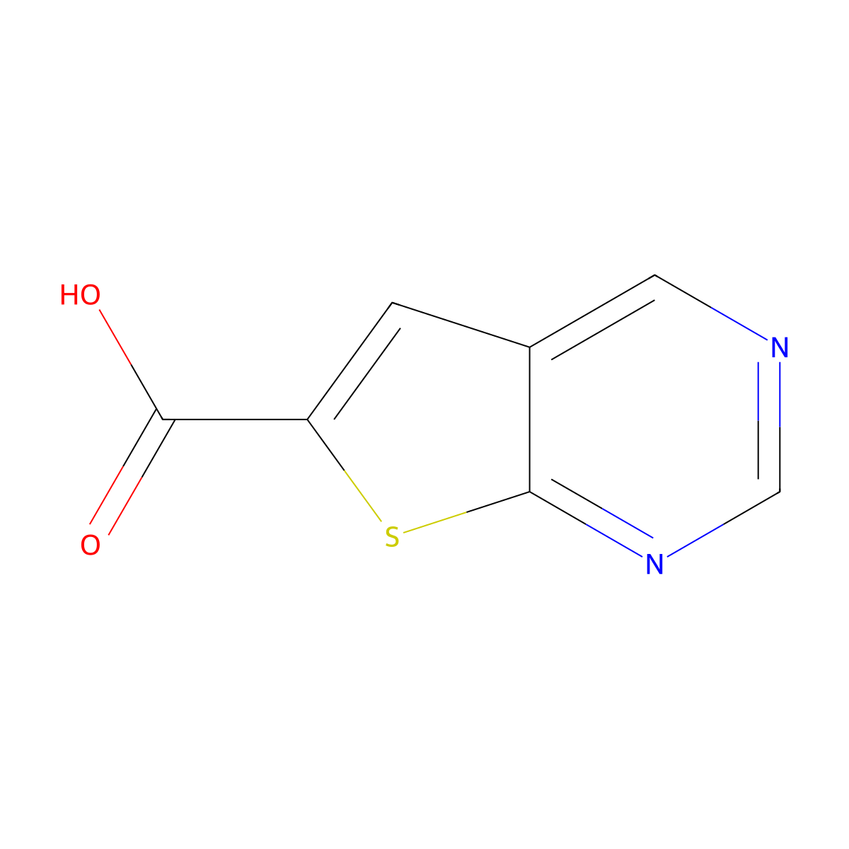 Thieno[2,3-d]pyrimidine-6-carboxylic acid molecular structure, CAS 1337882-43-5