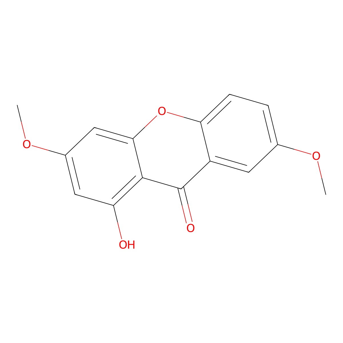 1-Hydroxy-3,7-dimethoxyxanthone molecular structure, CAS 13379-35-6