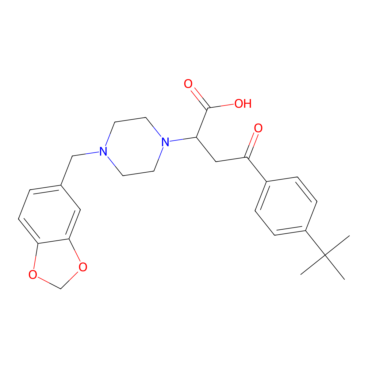 2-{4-[(2H-1,3-benzodioxol-5-yl)methyl]piperazin-1-yl}-4-(4-tert-butylphenyl)-4-oxobutanoic acid molecular structure, CAS 1337915-29-3