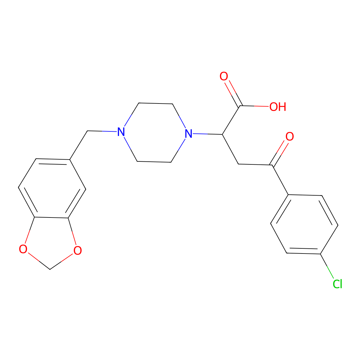 2-{4-[(2H-1,3-benzodioxol-5-yl)methyl]piperazin-1-yl}-4-(4-chlorophenyl)-4-oxobutanoic acid molecular structure, CAS 1337915-30-6