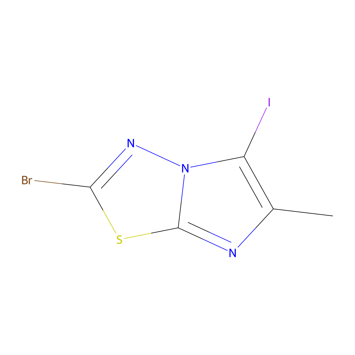 2-Bromo-5-iodo-6-methylimidazo(2,1-b)(1,3,4)thiadiazole molecular structure, CAS 1337919-16-0