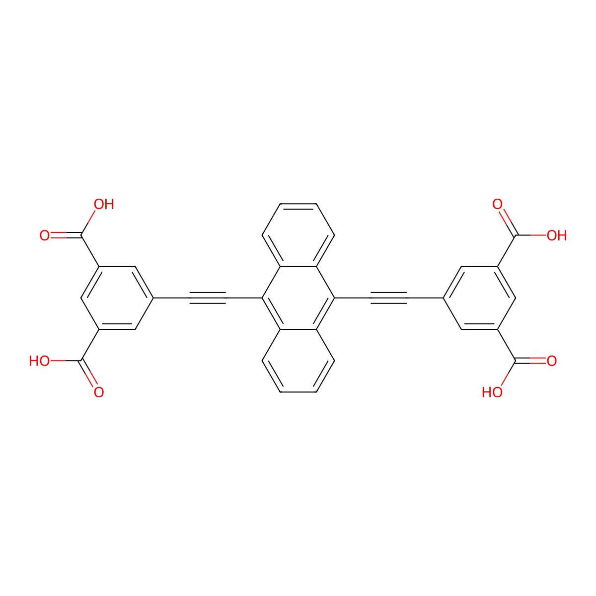 5,5'-(Anthracene-9,10-diylbis(ethyne-2,1-diyl))diisophthalic acid molecular structure, CAS 1337923-87-1