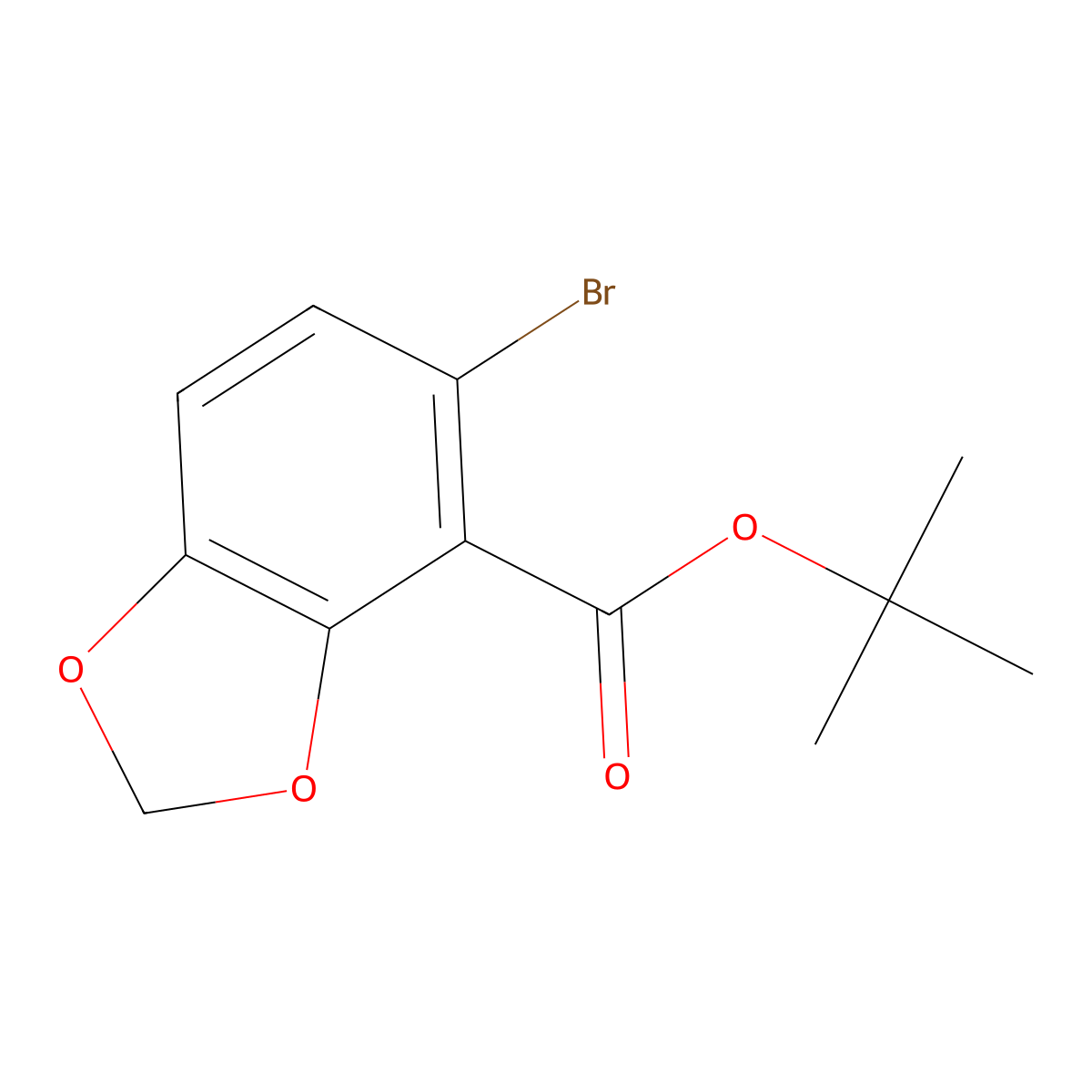 5-Bromo-benzo[1,3]dioxole-4-carboxylic acid tert-butyl ester molecular structure, CAS 1337985-21-3