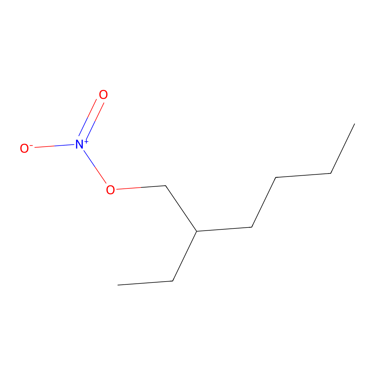 2-Ethylhexyl nitrate molecular structure, CAS 1338-02-9