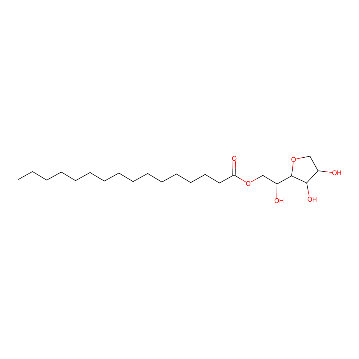 [2-[(2R,3S,4R)-3,4-dihydroxyoxolan-2-yl]-2-hydroxyethyl] hexadecanoate molecular structure, CAS 1338-40-5