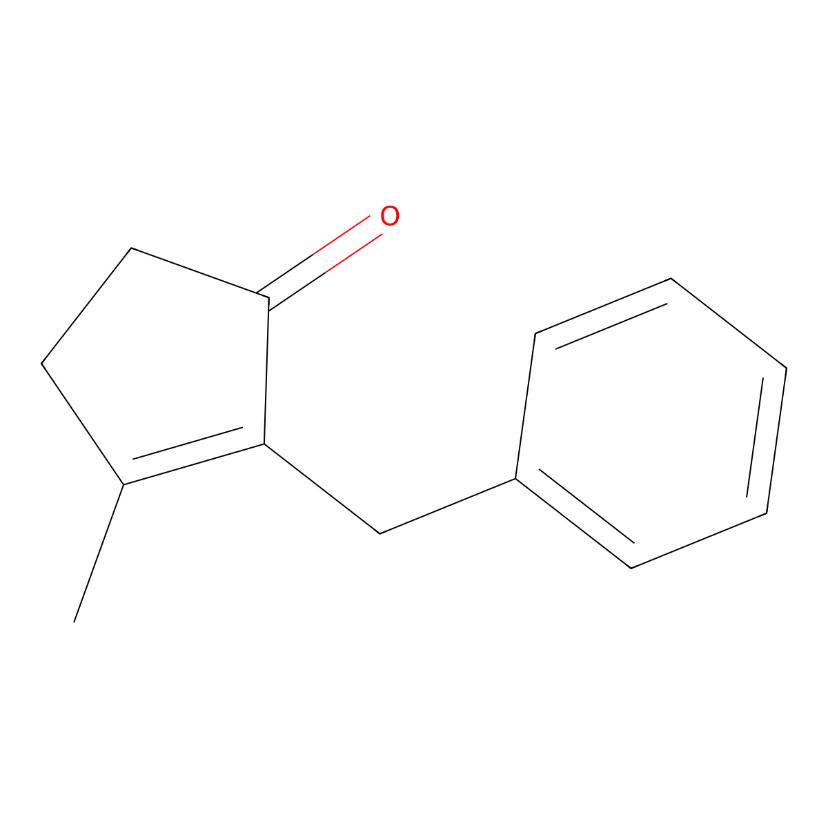 2-Cyclopenten-1-one, 3-methyl-2-(phenylmethyl)- molecular structure, CAS 13380-80-8