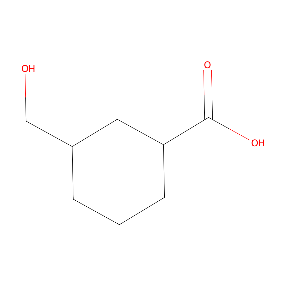 3-(Hydroxymethyl)cyclohexanecarboxylic acid molecular structure, CAS 13380-83-1