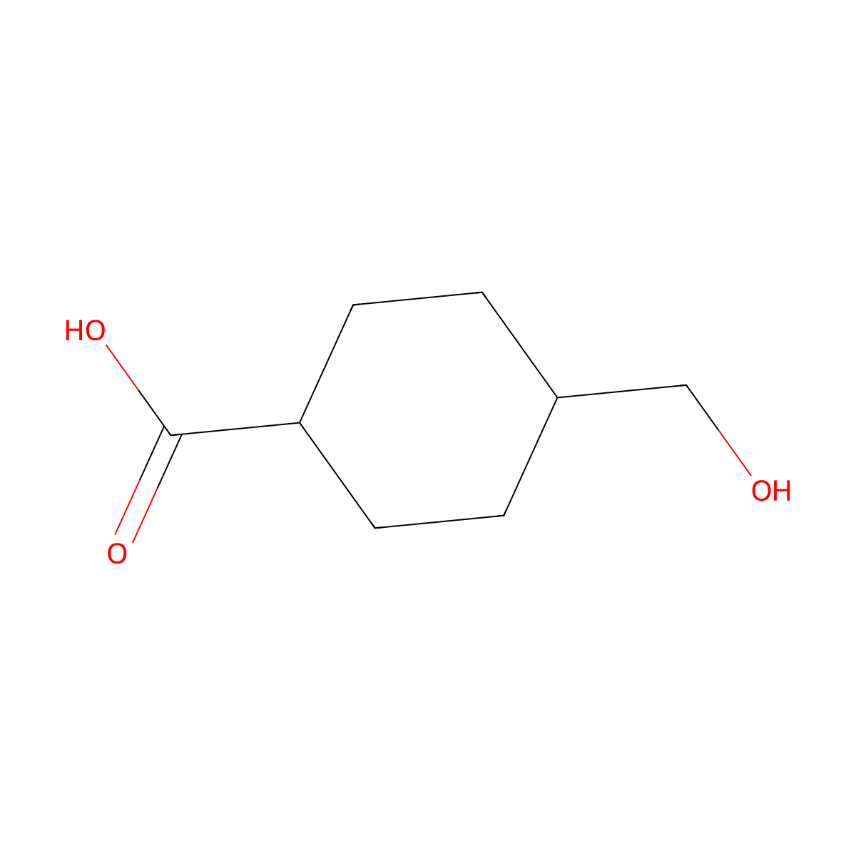 Cyclohexanecarboxylic acid, 4-(hydroxymethyl)- molecular structure, CAS 13380-84-2