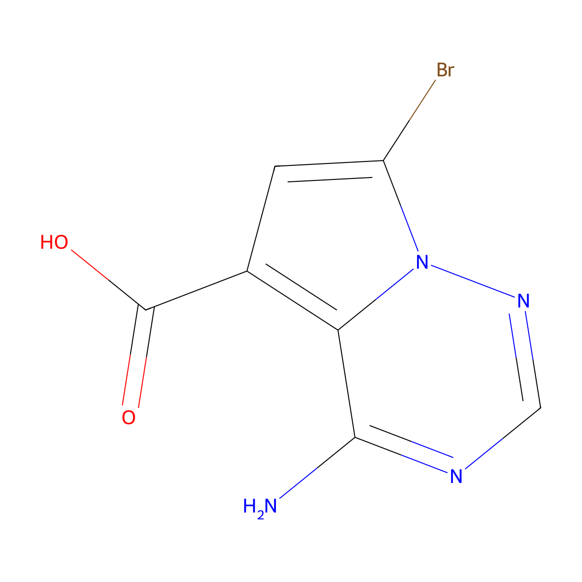 4-Amino-7-bromopyrrolo[2,1-f][1,2,4]triazine-5-carboxylic acid molecular structure, CAS 1338050-97-7