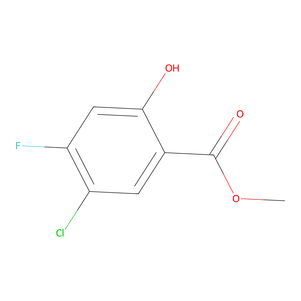 Methyl 5-chloro-4-fluoro-2-hydroxybenzoate molecular structure, CAS 1338076-58-6