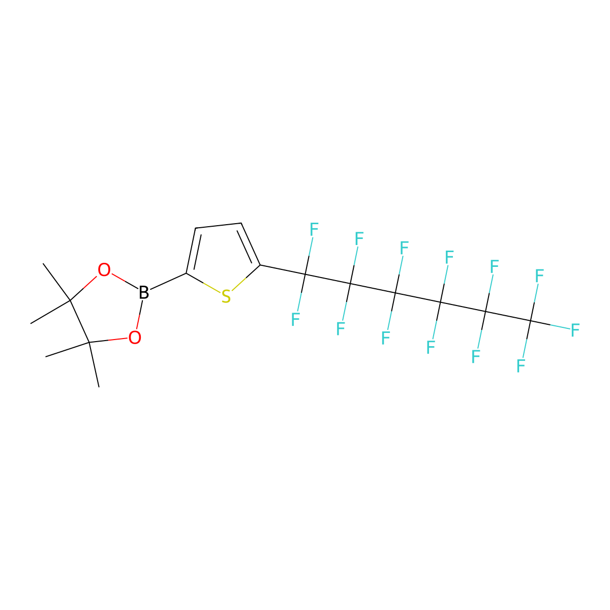 4,4,5,5-Tetramethyl-2-(5-(1,1,2,2,3,3,4,4,5,5,6,6,6-tridecafluorohexyl)-2-thienyl)-1,3,2-dioxaborolane molecular structure, CAS 1338083-27-4