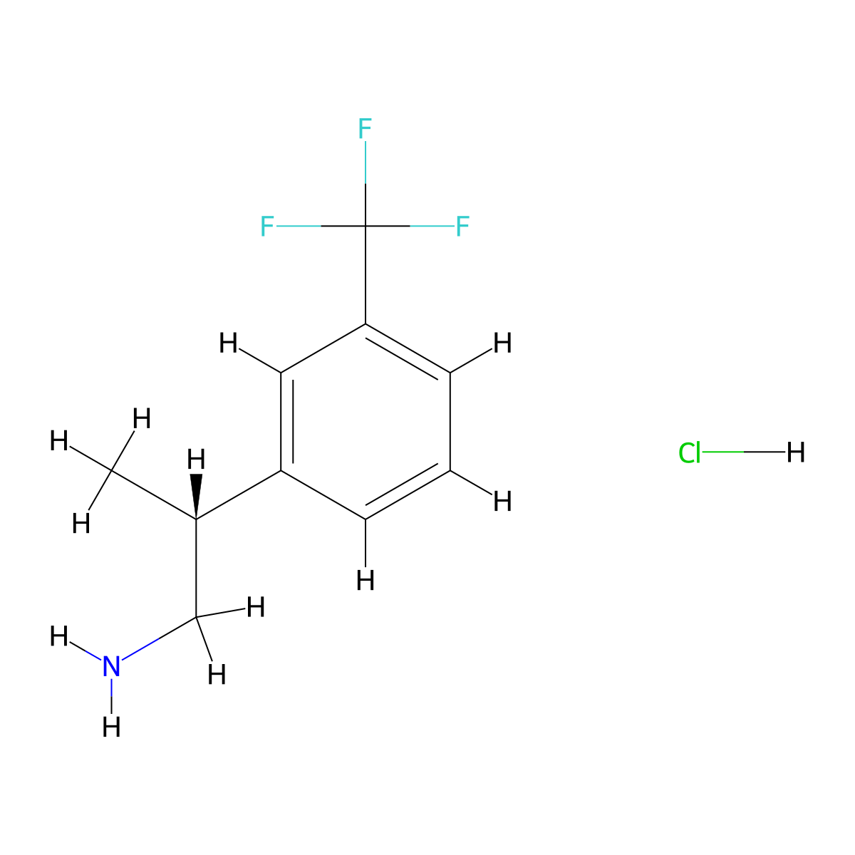(2R)-2-[3-(trifluoromethyl)phenyl]propan-1-amine hydrochloride molecular structure, CAS 1338091-00-1