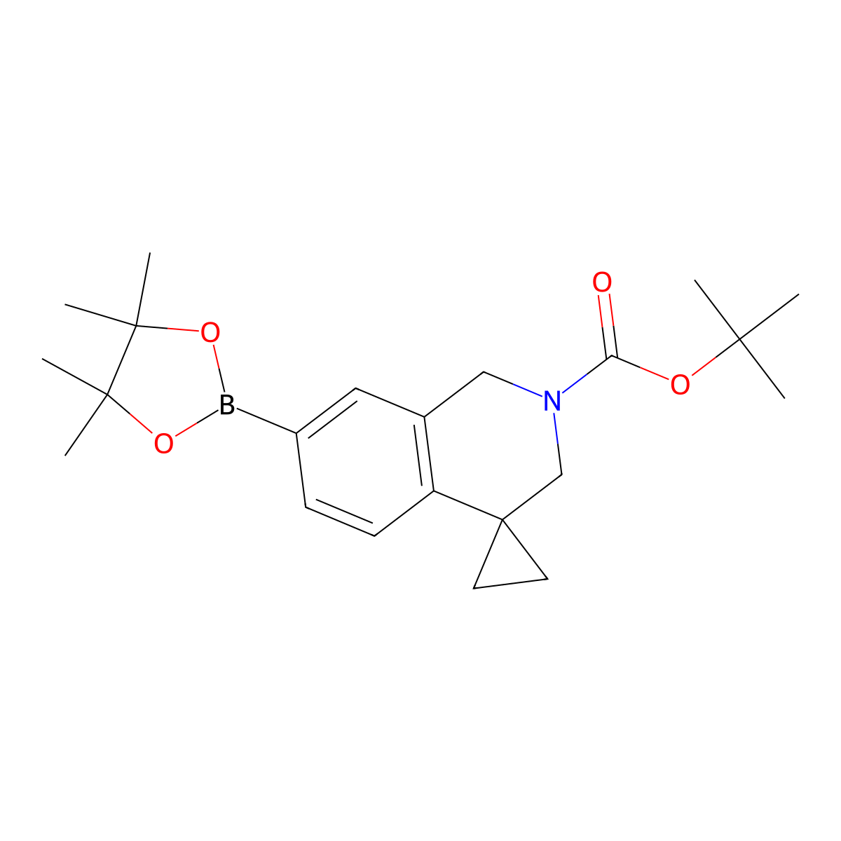 tert-butyl 7'-(tetramethyl-1,3,2-dioxaborolan-2-yl)-2',3'-dihydro-1'H-spiro[cyclopropane-1,4'-isoquinoline]-2'-carboxylate molecular structure, CAS 1338097-05-4