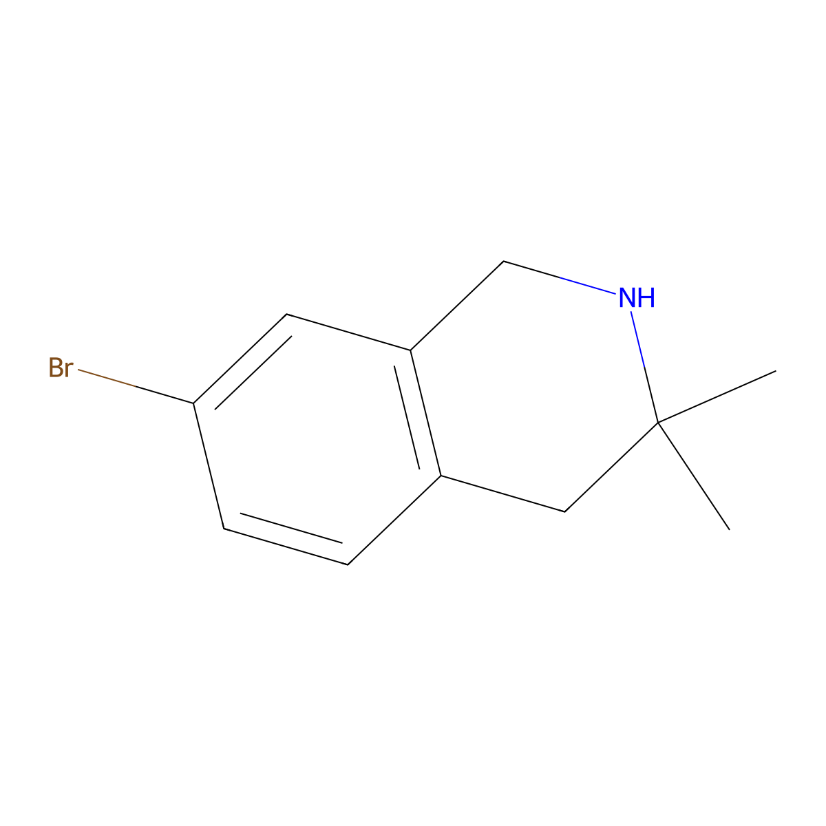 7-Bromo-3,3-dimethyl-1,2,3,4-tetrahydroisoquinoline molecular structure, CAS 1338097-15-6