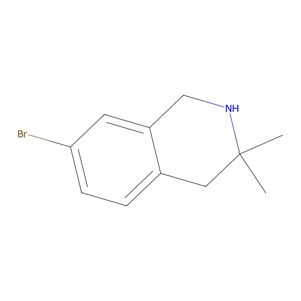 7-Bromo-3,3-dimethyl-1,2,3,4-tetrahydroisoquinoline molecular structure, CAS 1338097-15-6