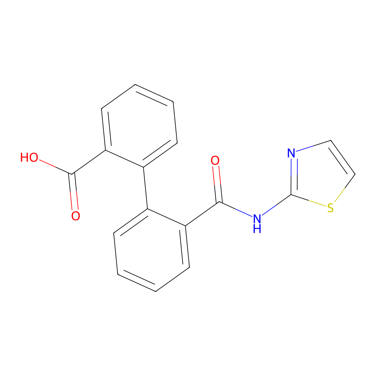 2'-(Thiazol-2-ylcarbamoyl)-biphenyl-2-carboxylic acid molecular structure, CAS 13381-72-1
