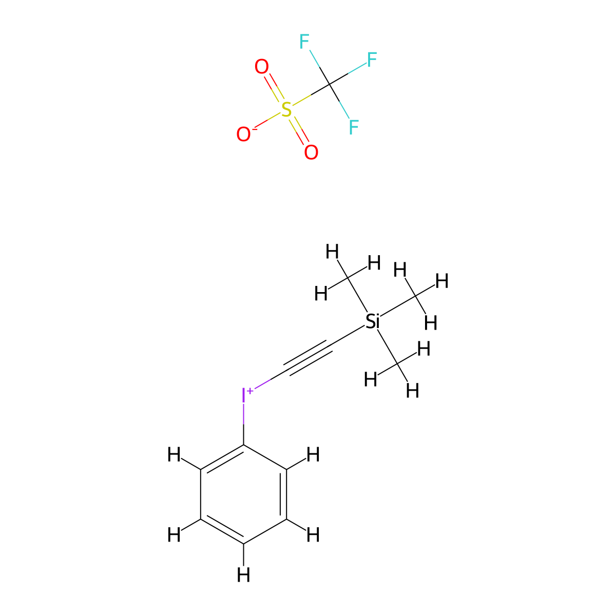 Phenyl[(trimethylsilyl)ethynyl]iodonium Trifluoromethanesulfonate molecular structure, CAS 133816-00-9