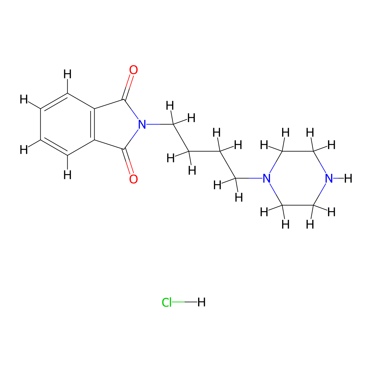 2-(4-(Piperazin-1-yl)butyl)isoindoline-1,3-dione hydrochloride molecular structure, CAS 1338213-21-0