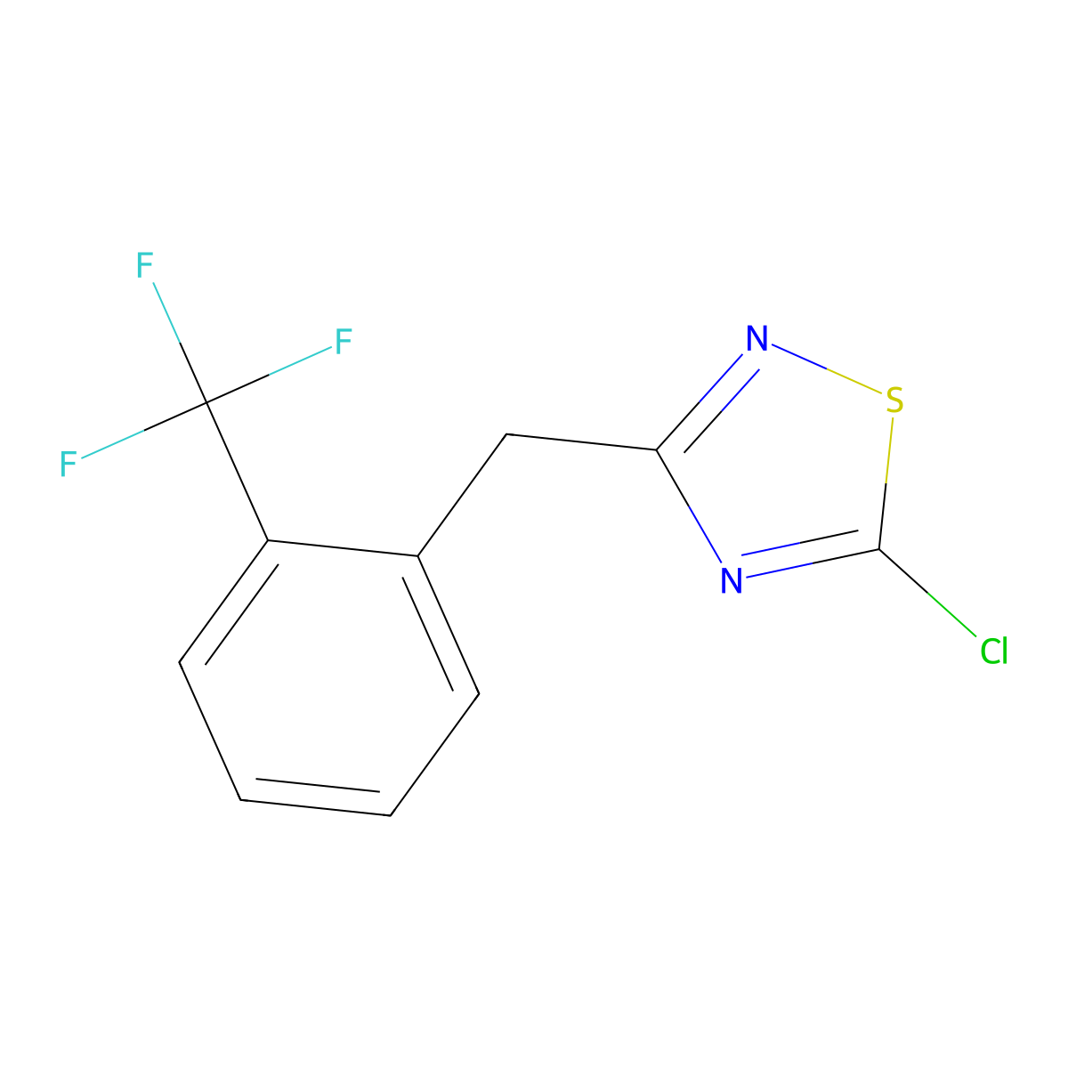 5-Chloro-3-{[2-(trifluoromethyl)phenyl]methyl}-1,2,4-thiadiazole molecular structure, CAS 1338218-70-4