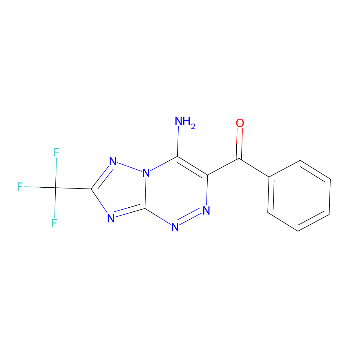 (4-Amino-7-(trifluoromethyl)-[1,2,4]triazolo[5,1-c][1,2,4]triazin-3-yl)(phenyl)methanone molecular structure, CAS 1338218-76-0