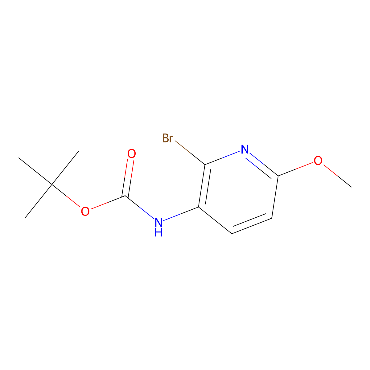 tert-butyl N-(2-bromo-6-methoxypyridin-3-yl)carbamate molecular structure, CAS 1338219-50-3