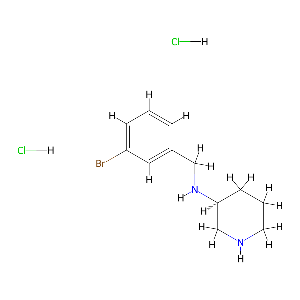 (S)-N-[(3-Bromophenyl)methyl]piperidin-3-amine dihydrochloride molecular structure, CAS 1338222-31-3