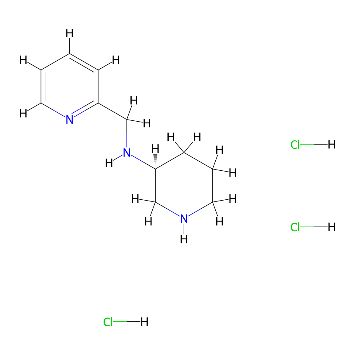 (S)-N-(Pyridin-2-ylmethyl)piperidin-3-amine trihydrochloride molecular structure, CAS 1338222-43-7