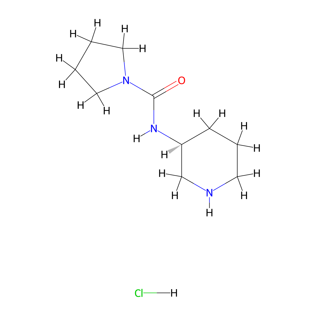 (S)-N-(Piperidin-3-yl)pyrrolidine-1-carboxamide hydrochloride molecular structure, CAS 1338222-59-5