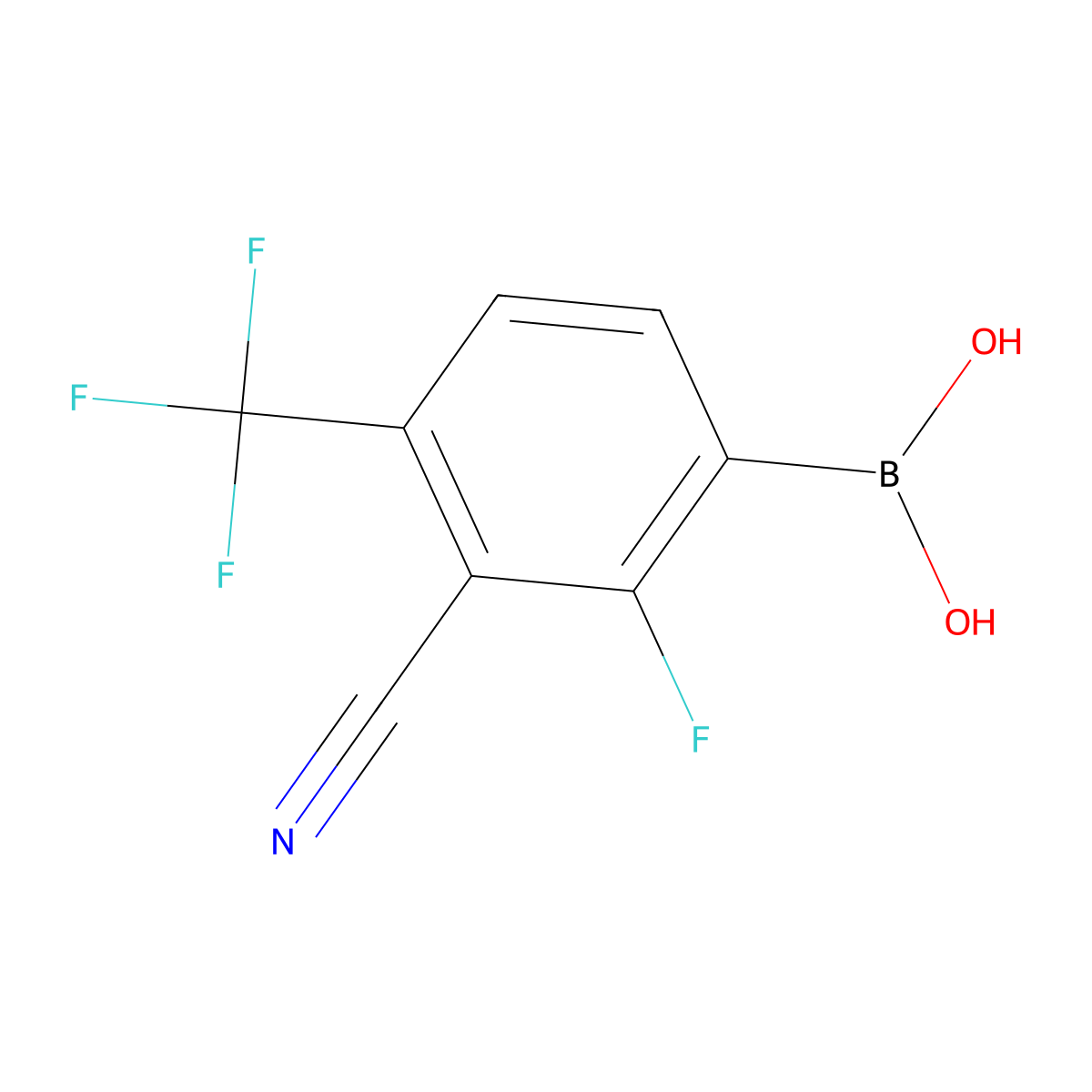 (3-Cyano-2-fluoro-4-(trifluoromethyl)phenyl)boronic acid molecular structure, CAS 1338229-42-7