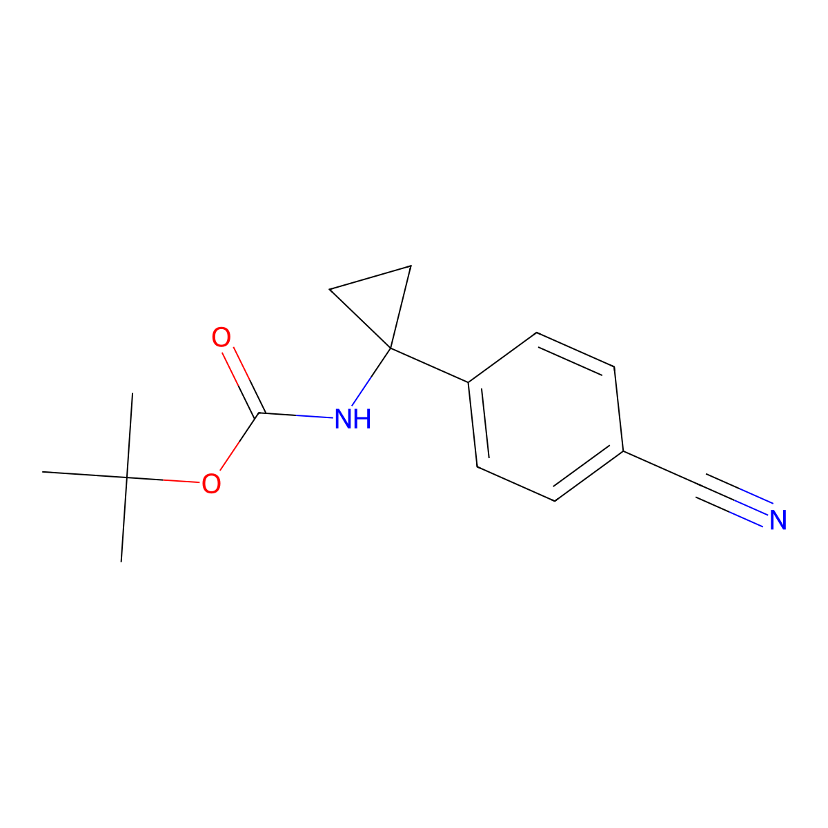 Tert-butyl (1-(4-cyanophenyl)cyclopropyl)carbamate molecular structure, CAS 1338243-87-0