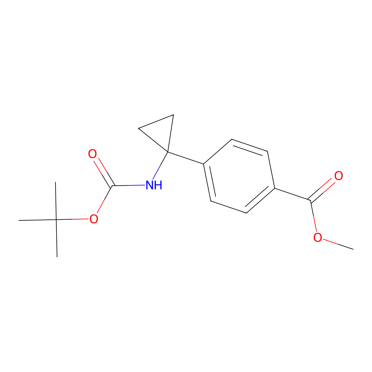 Methyl 4-(1-{[(tert-butoxy)carbonyl]amino}cyclopropyl)benzoate molecular structure, CAS 1338243-88-1