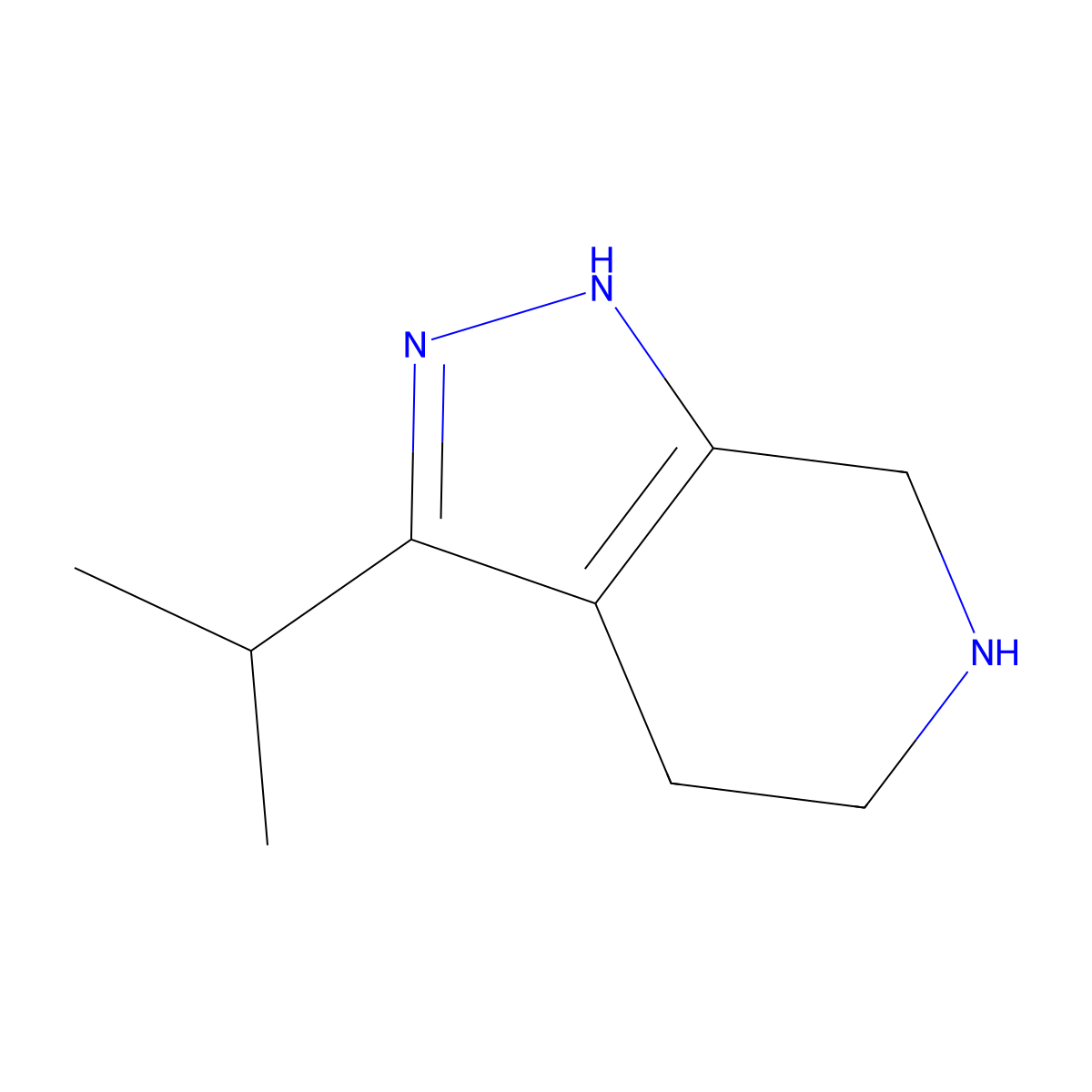 3-isopropyl-4,5,6,7-tetrahydro-1H-pyrazolo[3,4-c]pyridine molecular structure, CAS 1338247-53-2