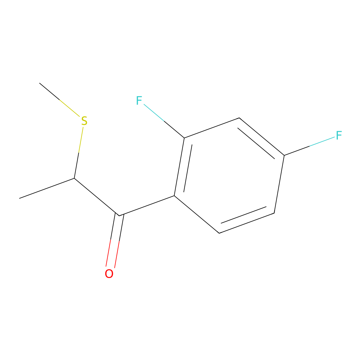 1-(2,4-Difluorophenyl)-2-(methylthio)propan-1-one molecular structure, CAS 133825-95-3
