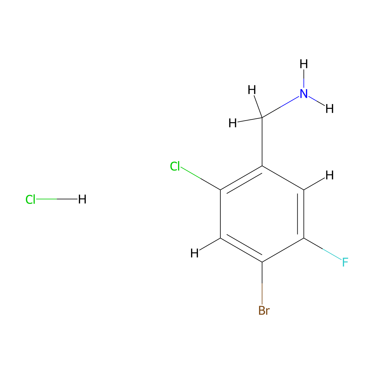 (4-Bromo-2-chloro-5-fluorophenyl)methanamine hydrochloride molecular structure, CAS 1338254-23-1