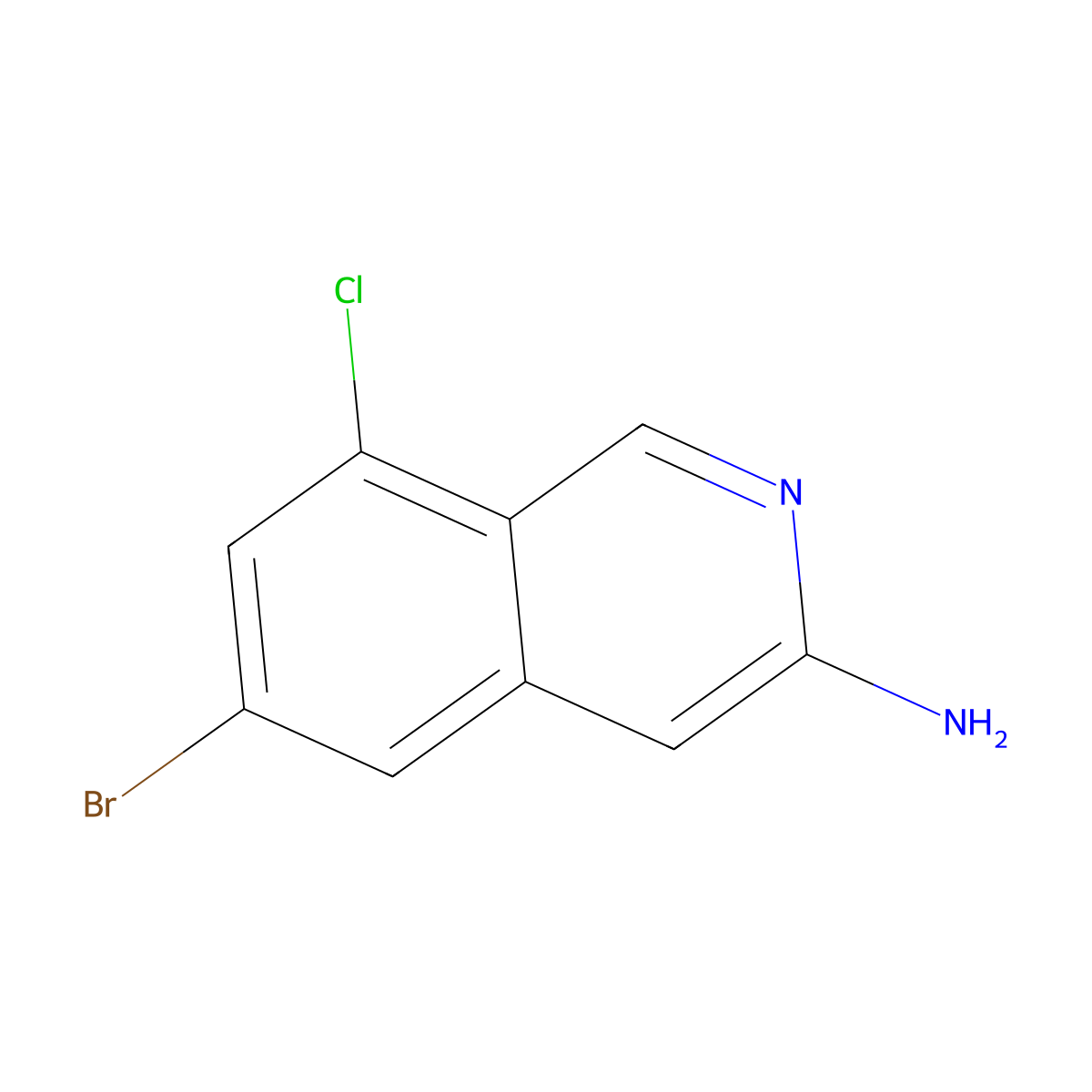 6-Bromo-8-chloroisoquinolin-3-amine molecular structure, CAS 1338254-58-2