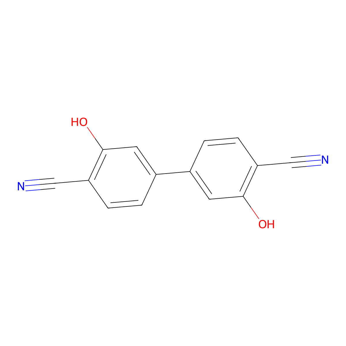 3,3'-Dihydroxy[1,1'-biphenyl]-4,4'-dicarbonitrile molecular structure, CAS 133830-34-9