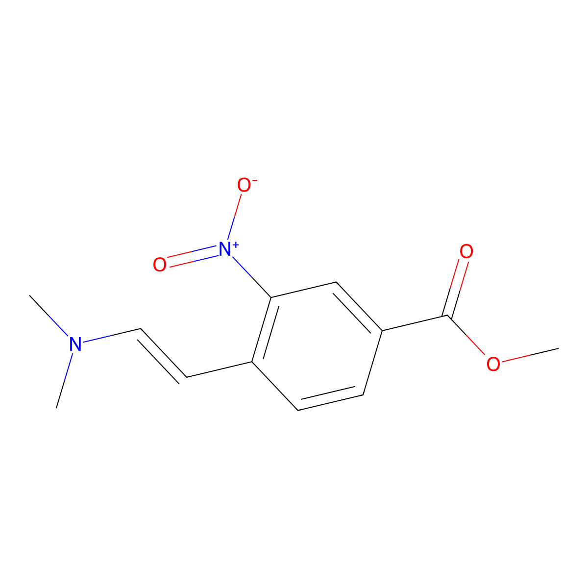 Methyl 4-dimethylaminovinyl-3-nitrobenzoate molecular structure, CAS 133831-27-3