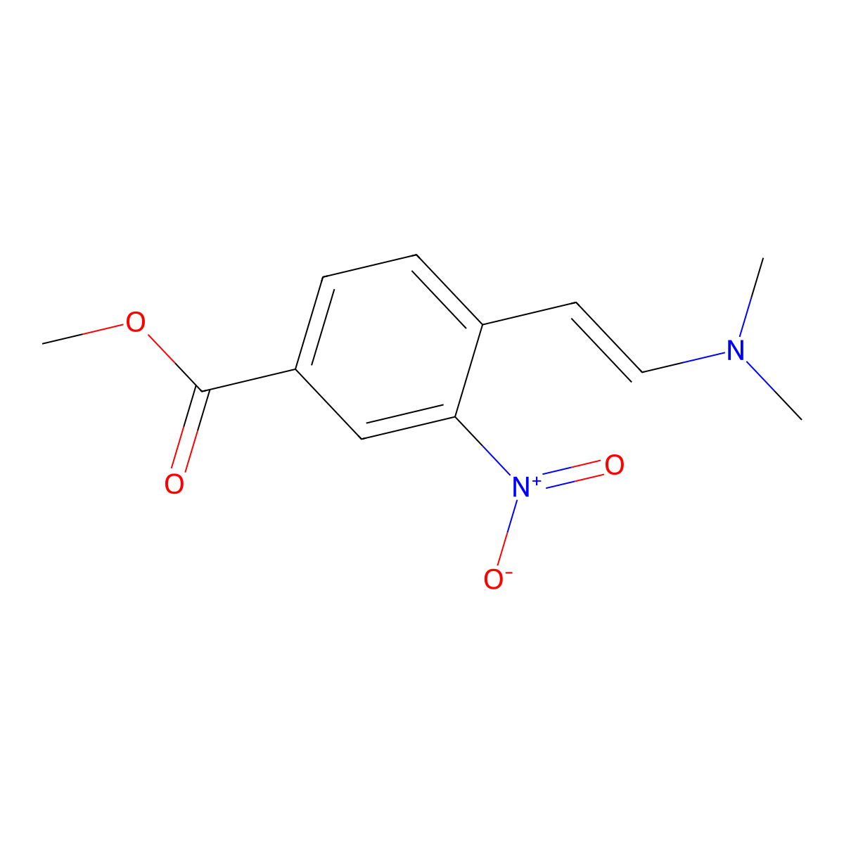Methyl 4-dimethylaminovinyl-3-nitrobenzoate molecular structure, CAS 133831-27-3