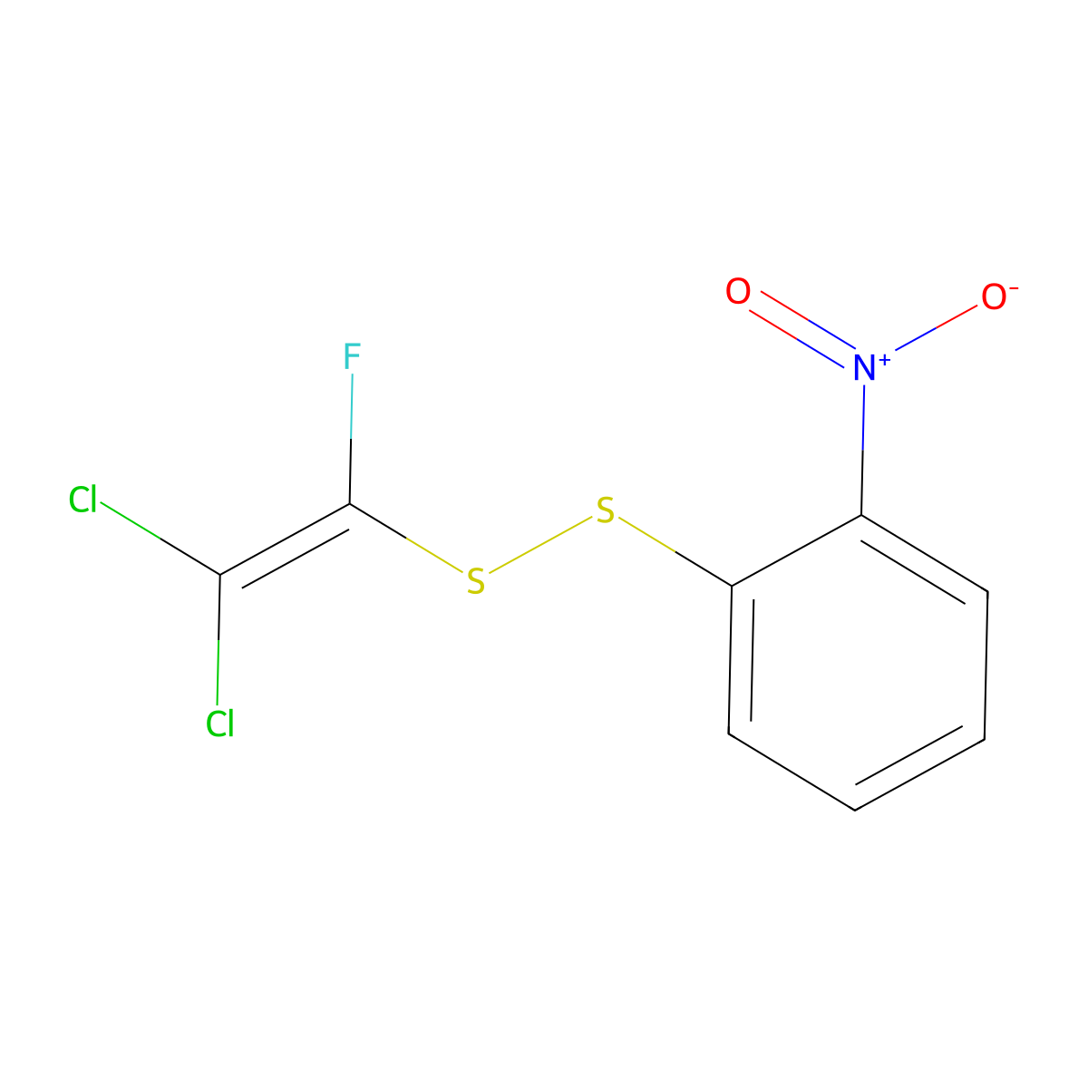 1-Fluoro-2,2-dichlorovinyl 2-nitrophenyl disulfide molecular structure, CAS 133831-61-5
