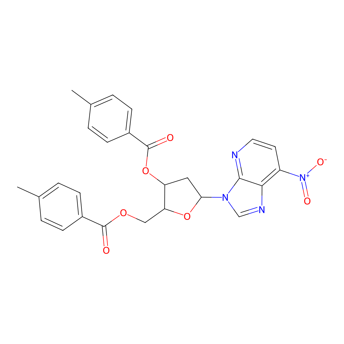 7-Nitro-3-(2-deoxy-3,5-DI-O-P-toluoyl-beta-D-erythro-pentofuranosyl)-3H-imidazo[4,5-B]pyridine molecular structure, CAS 133832-64-1