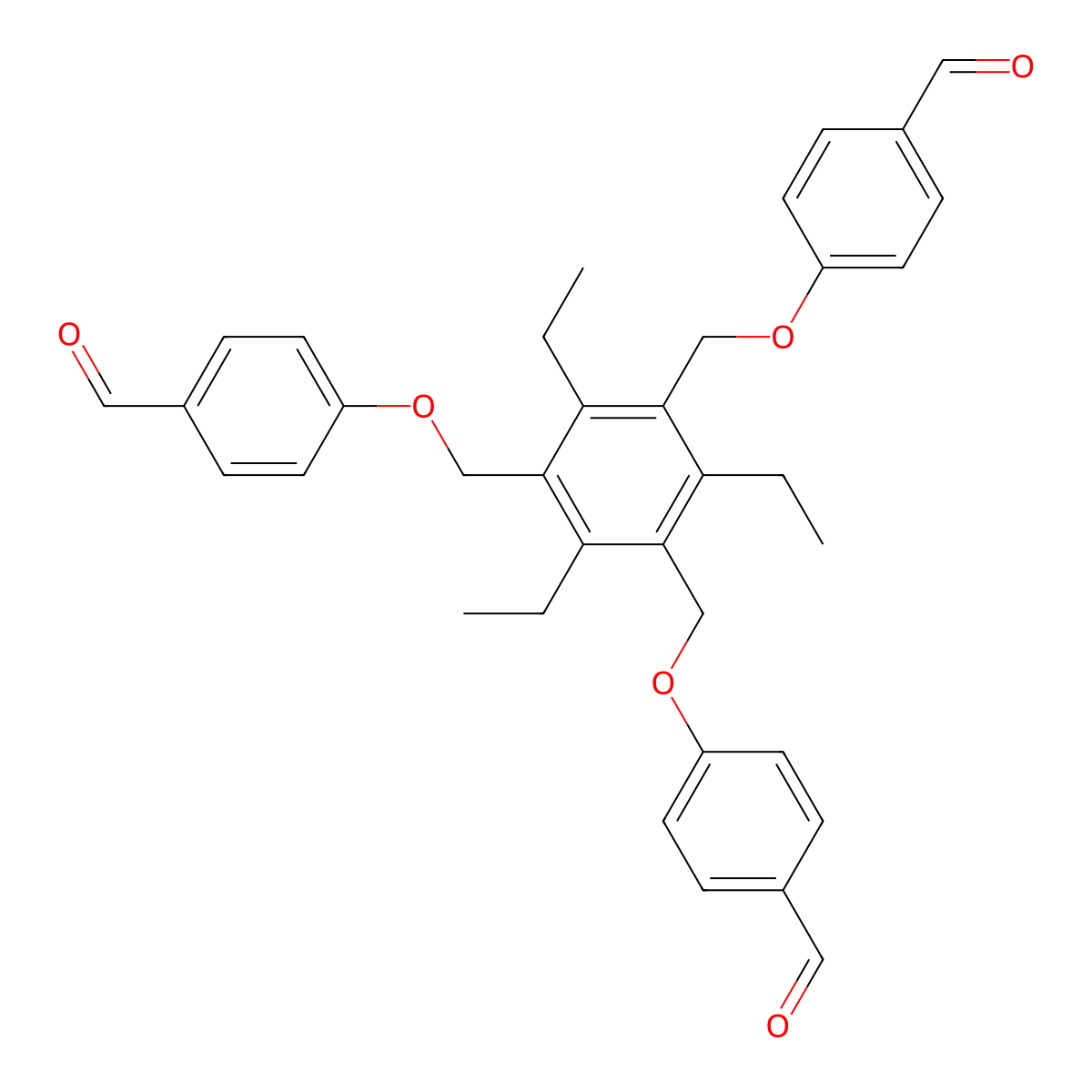 4,4',4''-[(2,4,6-Triethyl-1,3,5-benzenetriyl)tris(methyleneoxy)]tris[benzaldehyde] molecular structure, CAS 1338326-04-7