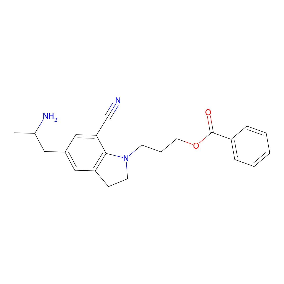 3-[5-(2-Aminopropyl)-7-cyano-2,3-dihydroindol-1-yl]propyl benzoate molecular structure, CAS 1338365-54-0
