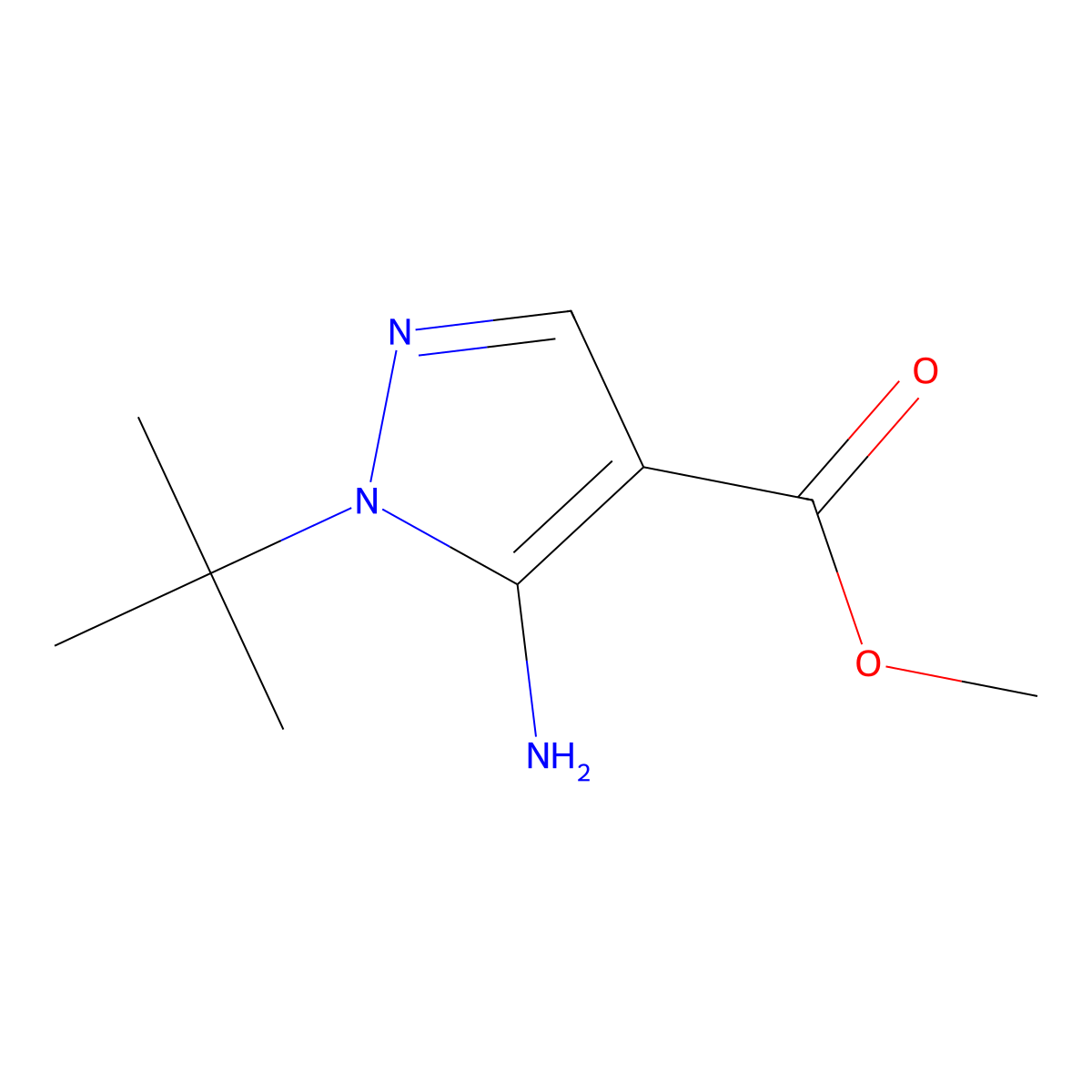 methyl 5-amino-1-tert-butyl-1H-pyrazole-4-carboxylate molecular structure, CAS 1338365-80-2
