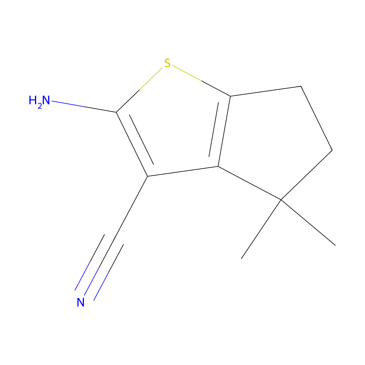 2-amino-4,4-dimethyl-4H,5H,6H-cyclopenta[b]thiophene-3-carbonitrile molecular structure, CAS 1338368-78-7