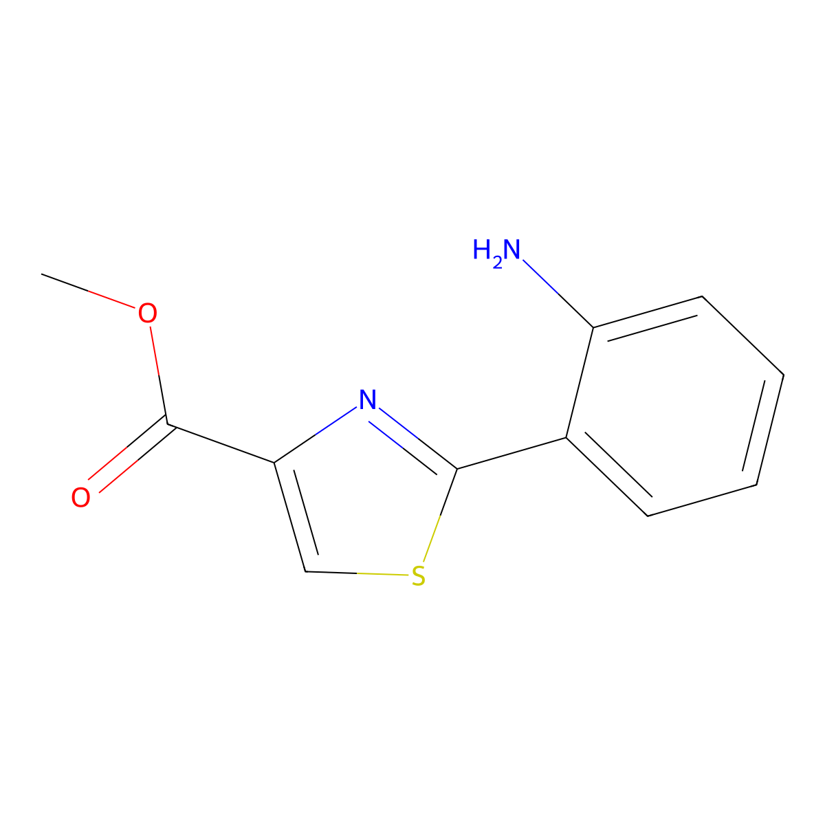 Methyl 2-(2-aminophenyl)thiazole-4-carboxylate molecular structure, CAS 1338373-49-1