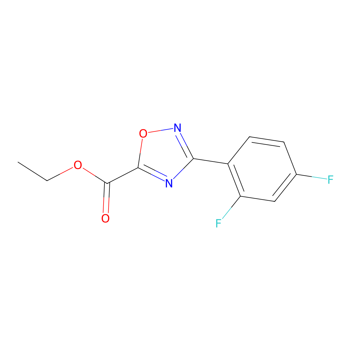 Ethyl 3-(2,4-difluorophenyl)-1,2,4-oxadiazole-5-carboxylate molecular structure, CAS 1338376-76-3