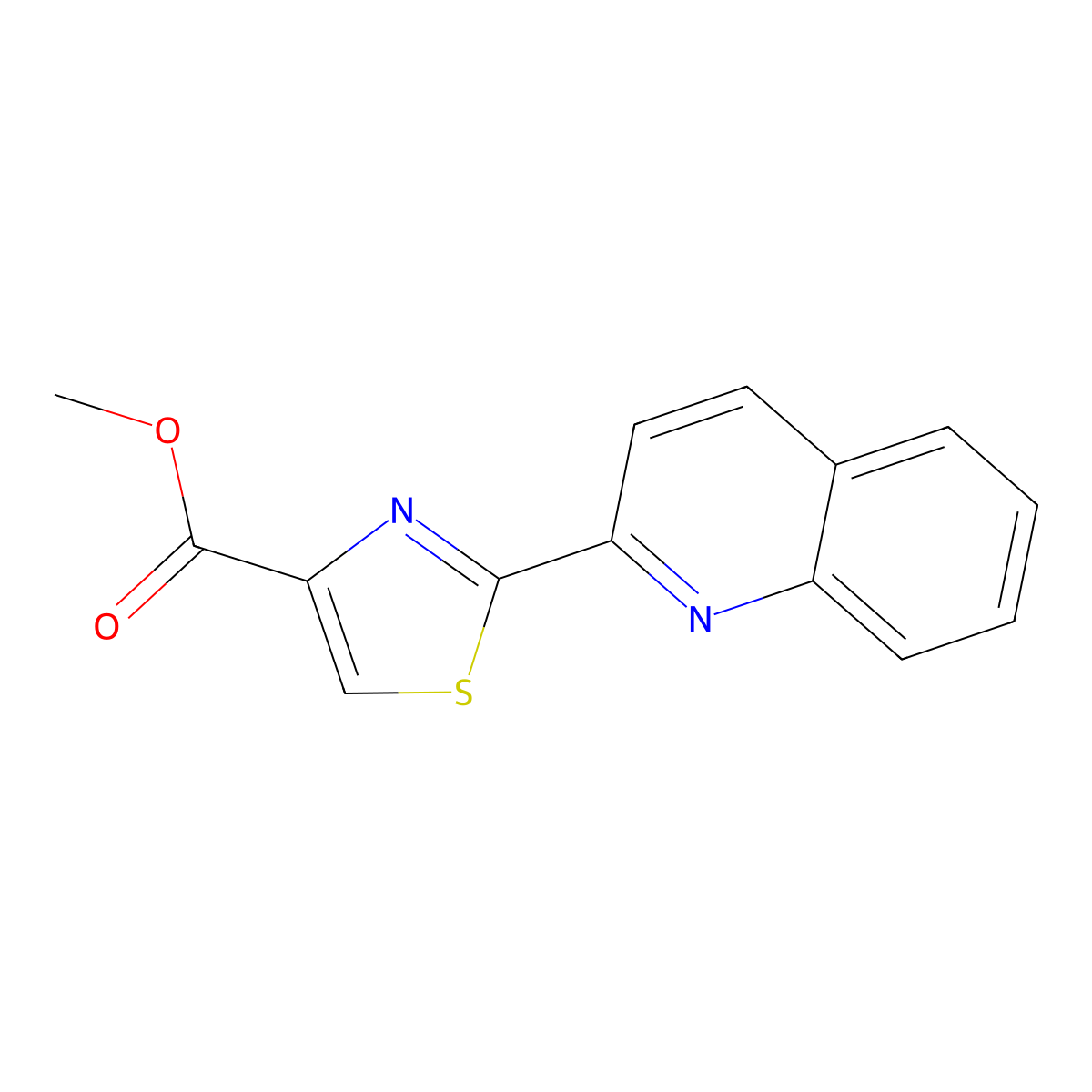 Methyl 2-quinolin-2-yl-1,3-thiazole-4-carboxylate molecular structure, CAS 1338376-77-4